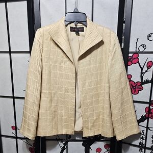 Nina McLemore Cream Quilted Blazer Cardigan Size 6
